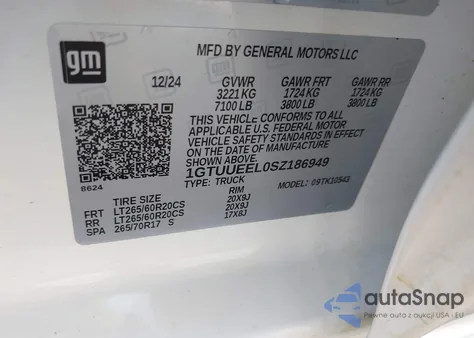 2025 GMC Sierra 1500 4Wd Short Box At4 из США, поврежденный, VIN 1GTUUEEL0SZ186949